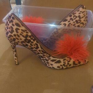 Leopard Print Stiletto Heels with Red Accent